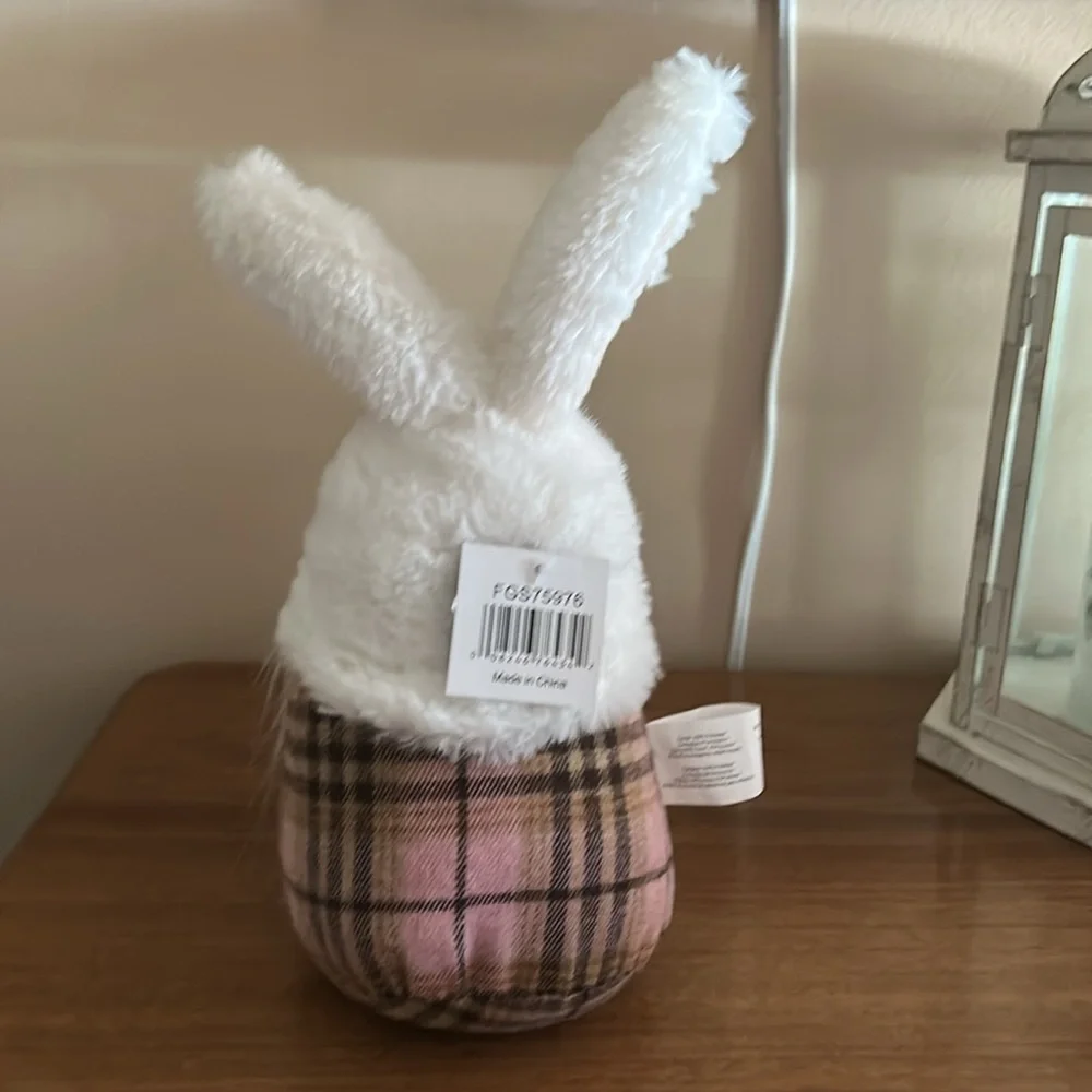 White and Pink Bunny Gnome Decor